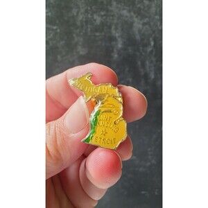 Vintage Michigan Shaped Enamel Pin